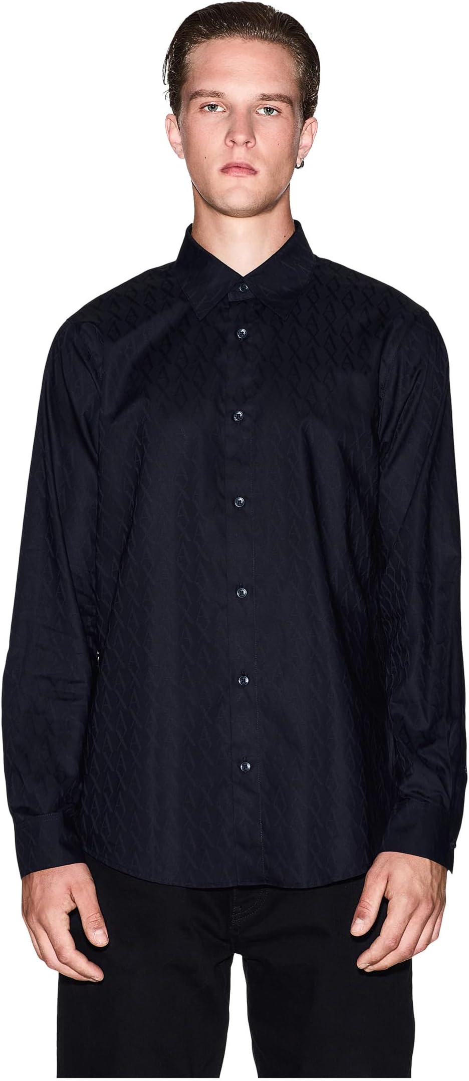 Мужская рубашка из хлопкового жаккарда на пуговицах Armani Exchange, Deep Navy
Мужская рубашка из хлопкового жаккарда на пуговицах Armani Exchange, Deep Navy