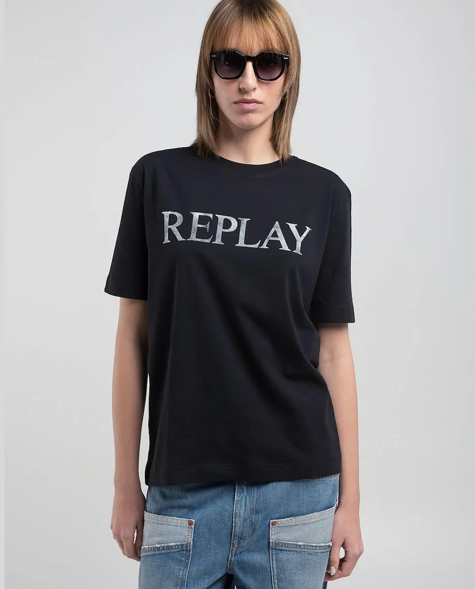 Женская футболка с короткими рукавами и круглым вырезом Replay, черный
Женская футболка с короткими рукавами и круглым вырезом Replay, черный