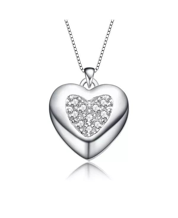Ожерелье с подвеской в форме сердца, покрытое белым золотом и украшенное кубическими цирконами в технике французского паве Rachel Glauber, silver
Ожерелье с подвеской в форме сердца, покрытое белым золотом и украшенное кубическими цирконами в технике французского паве Rachel Glauber, silver