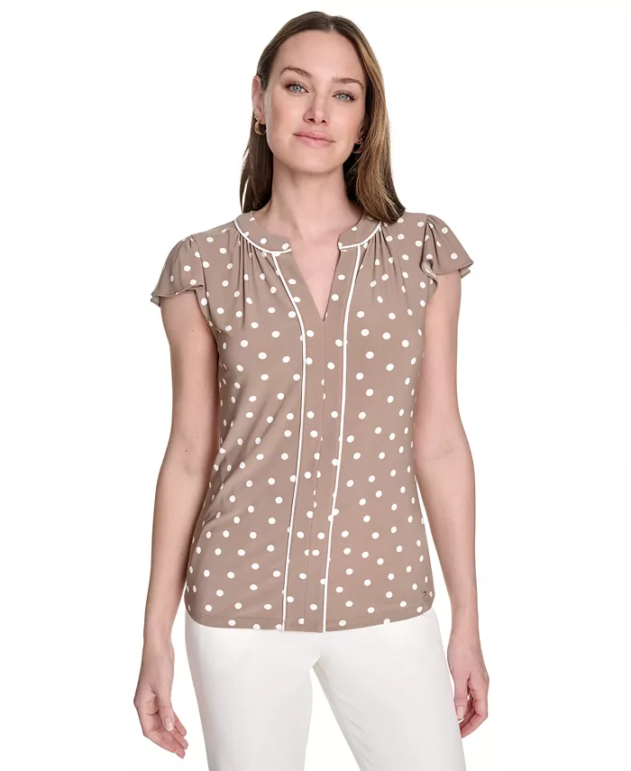 Женская блузка с разрезом на горловине и расклешенными рукавами в горошек Tommy Hilfiger, коричневый
Женская блузка с разрезом на горловине и расклешенными рукавами в горошек Tommy Hilfiger, коричневый