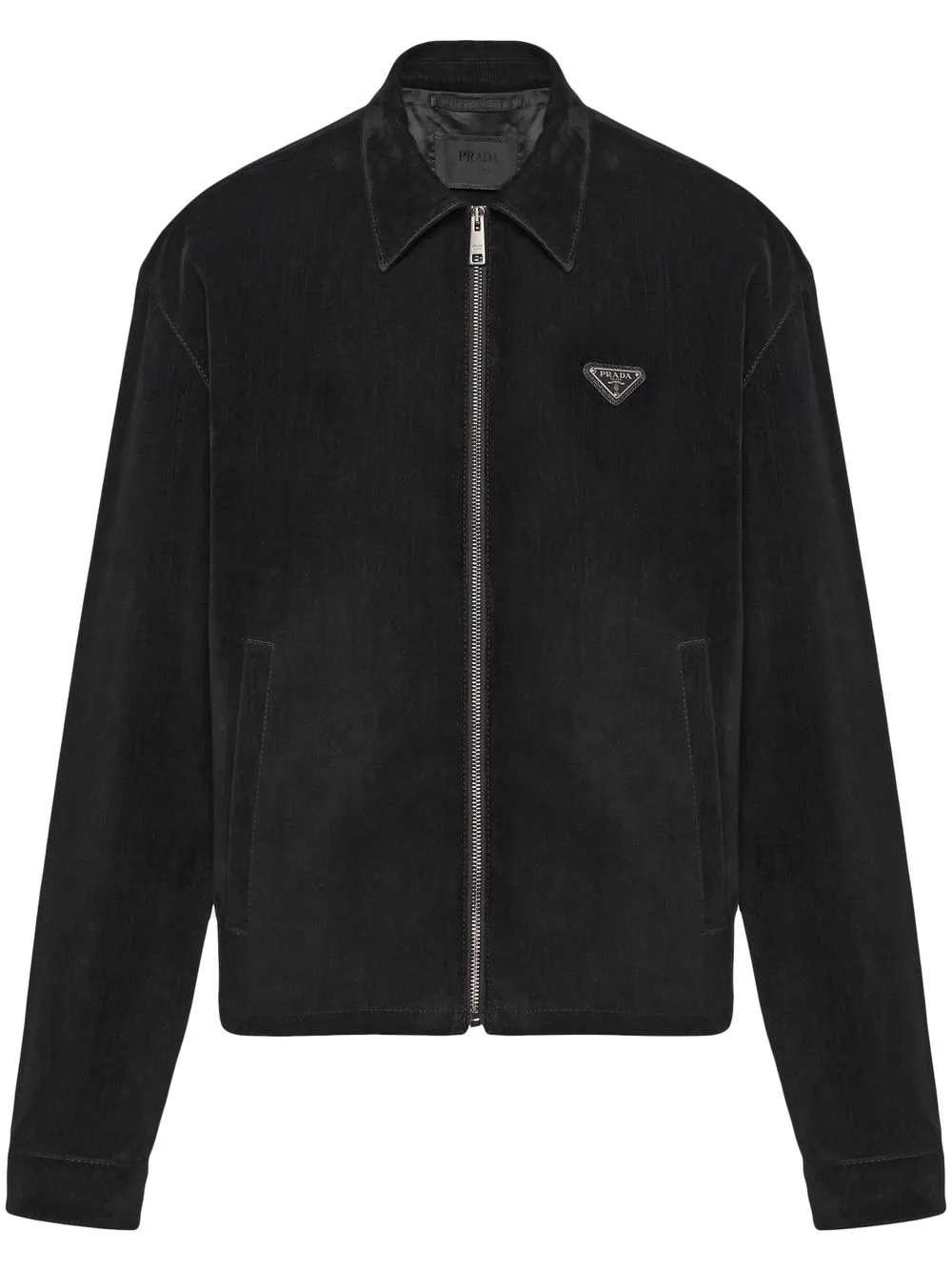 Бархатная куртка с логотипом Prada, черный
Бархатная куртка с логотипом Prada, черный