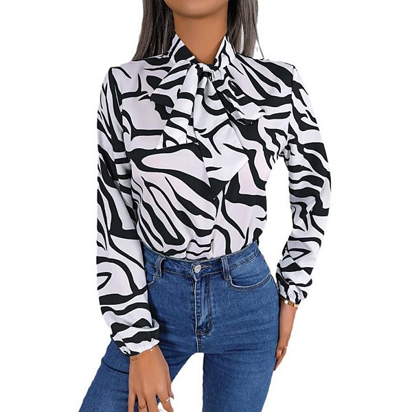 Женская повседневная блузка с принтом и бантом Kojooin, Navy Blue
Женская повседневная блузка с принтом и бантом Kojooin, Navy Blue