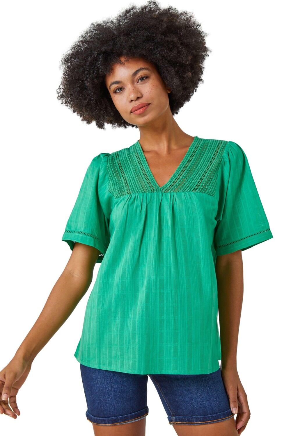 Хлопковая футболка с кружевной отделкой Roman, зеленый
Хлопковая футболка с кружевной отделкой Roman, зеленый