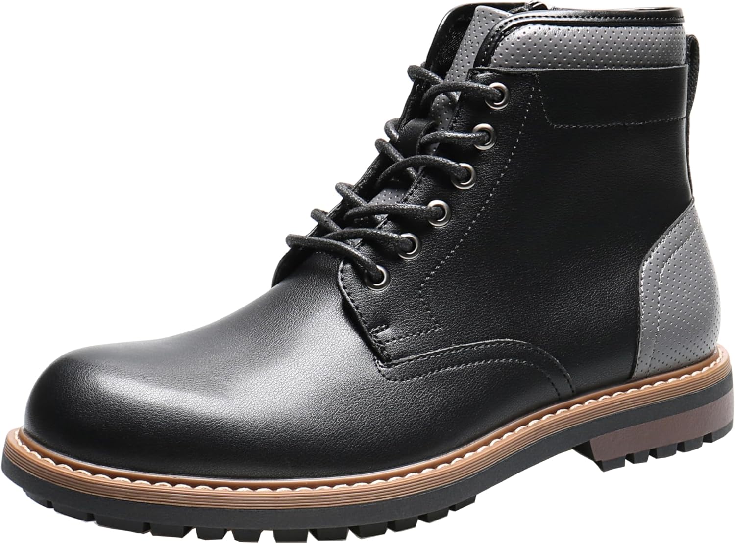 Мужские ботинки Santimon с шнуровкой, круглый носок, боковая молния, противоскользящие повседневные походные ботинки на щиколотке, черный
Мужские ботинки Santimon с шнуровкой, круглый носок, боковая молния, противоскользящие повседневные походные ботинки на щиколотке, черный