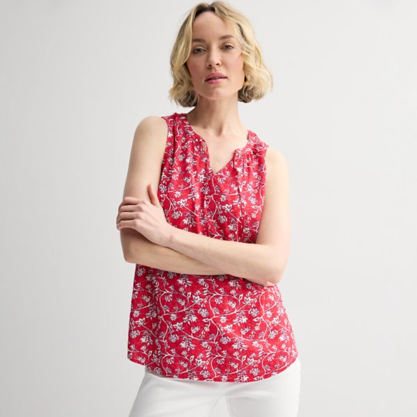 Женская блузка без рукавов с завязкой на шее Croft & Barrow, цвет red sketchy floral 
Женская блузка без рукавов с завязкой на шее Croft & Barrow, цвет red sketchy floral