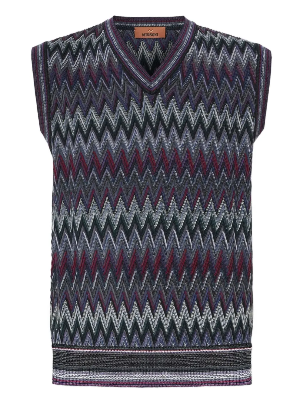 Жилет с V-образным вырезом и узором шеврон Missoni, синий
Жилет с V-образным вырезом и узором шеврон Missoni, синий