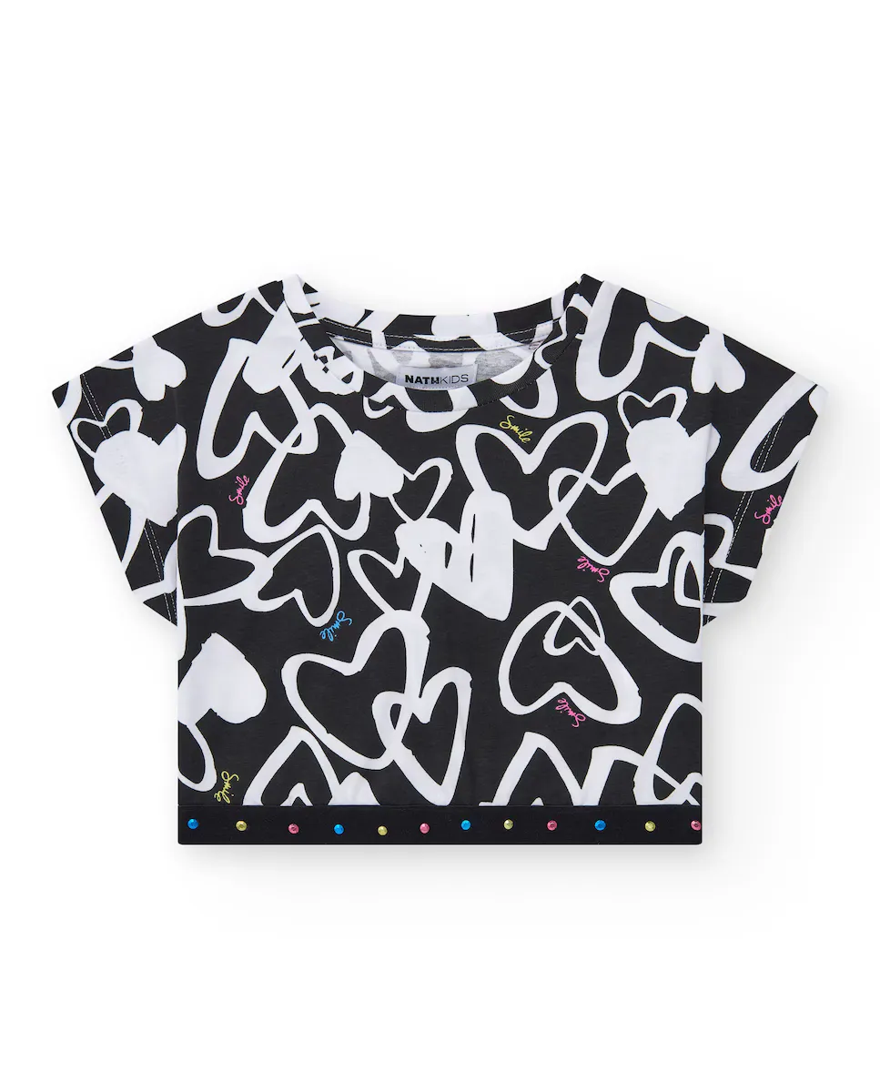 Футболка для девочки с принтом и блестящими деталями Tuc tuc, чёрный
Футболка для девочки с принтом и блестящими деталями Tuc tuc, чёрный