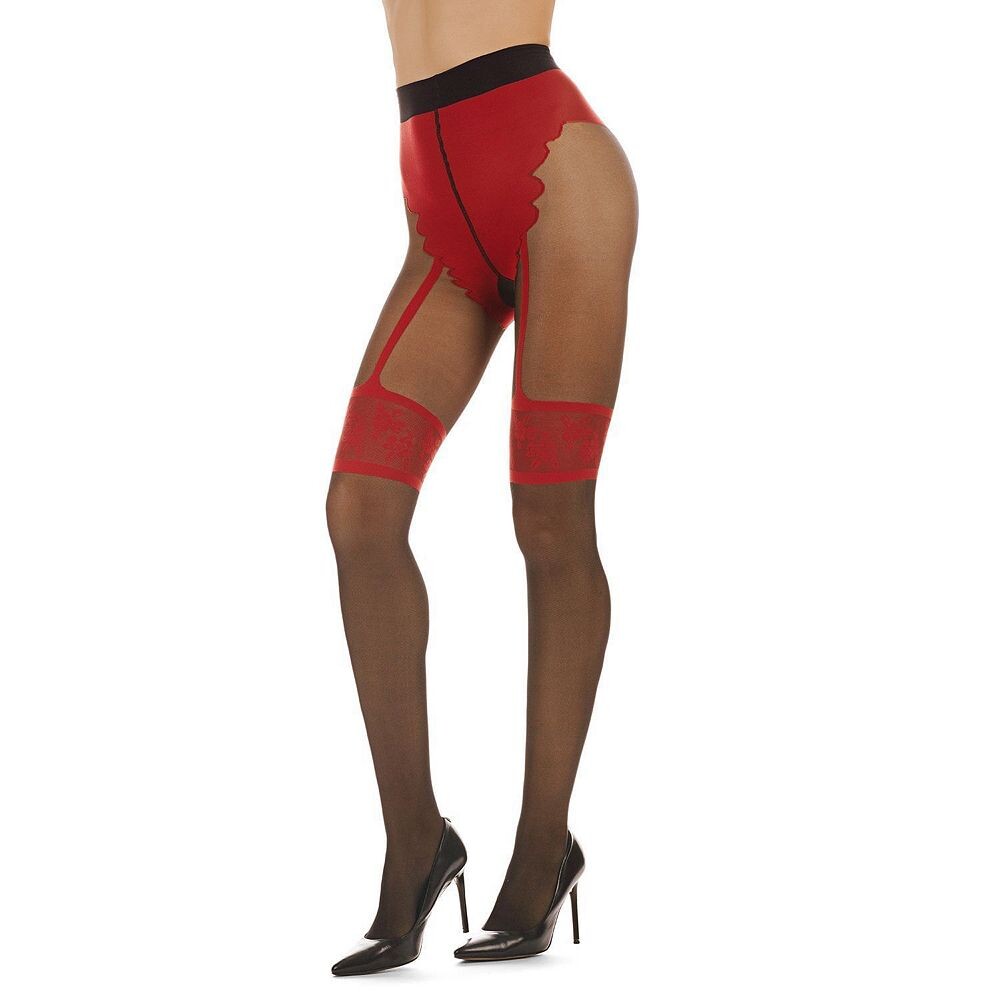 Женские прозрачные колготки фантазийной вязки с подвязками MeMoi, цвет Black Red
Женские прозрачные колготки фантазийной вязки с подвязками MeMoi, цвет Black Red