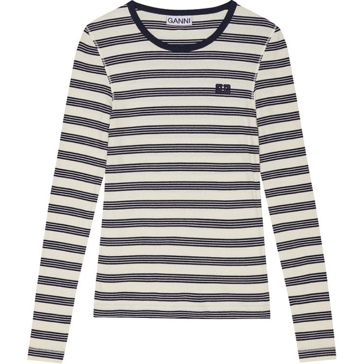 Полосатая футболка GANNI, синий
Полосатая футболка GANNI, синий