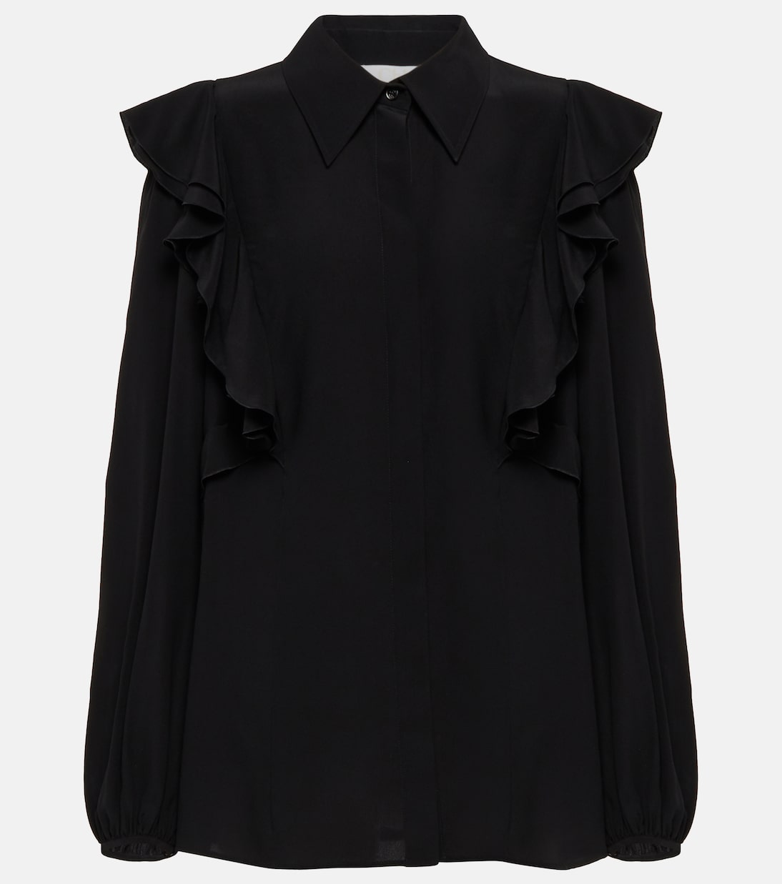 Шелковая рубашка с оборками Chloé, черный
Шелковая рубашка с оборками Chloé, черный