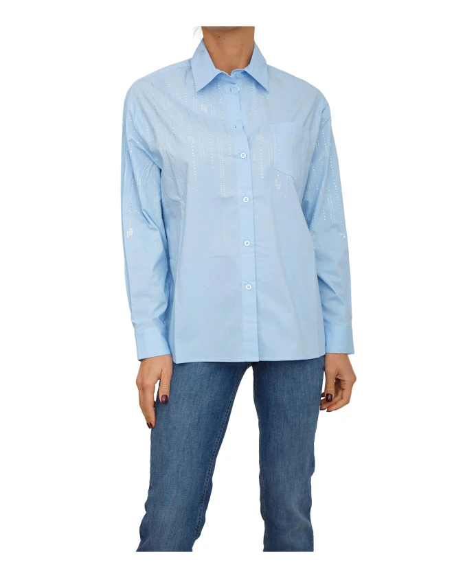 Хлопковая рубашка со стразами Liu Jo, синий
Хлопковая рубашка со стразами Liu Jo, синий