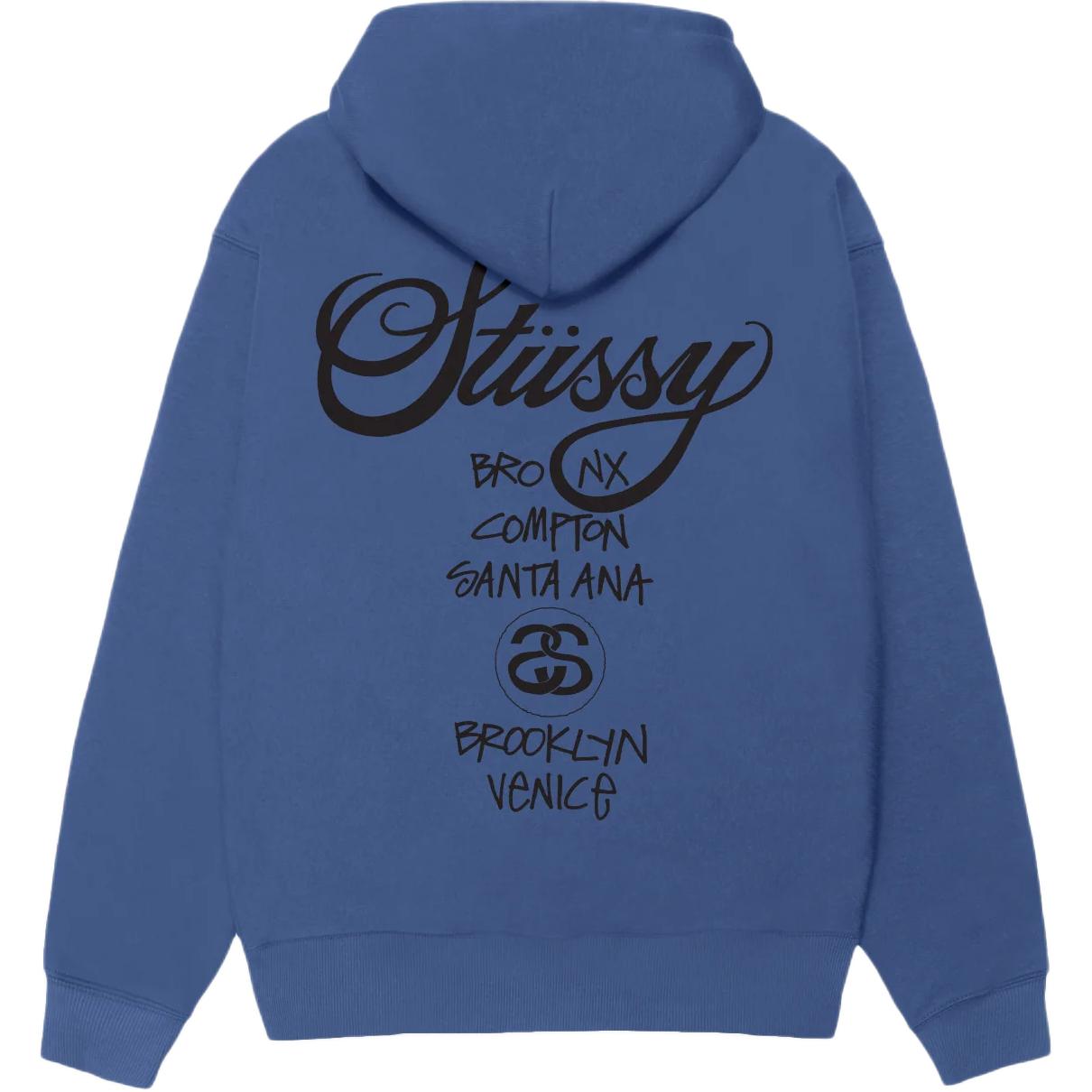 Пигментированный худи world tour Stussy, синий
Пигментированный худи world tour Stussy, синий