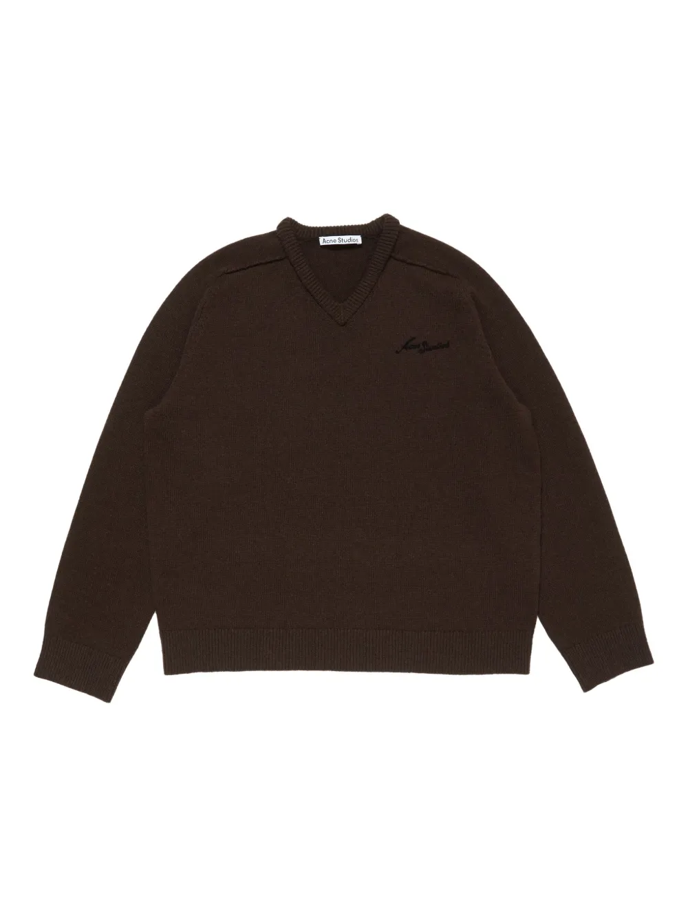 Вышитый свитер с V-образным вырезом Acne Studios, коричневый
Вышитый свитер с V-образным вырезом Acne Studios, коричневый