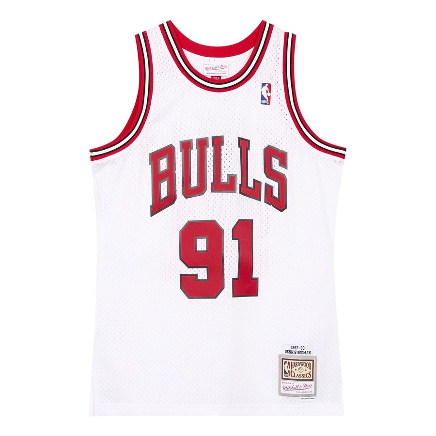 Джерси Mitchell & Ness x NBA Chicago Bulls 1997-98 Swingman Jersey 'Dennis Rodman 91', белый 
Джерси Mitchell & Ness x NBA Chicago Bulls 1997-98 Swingman Jersey 'Dennis Rodman 91', белый