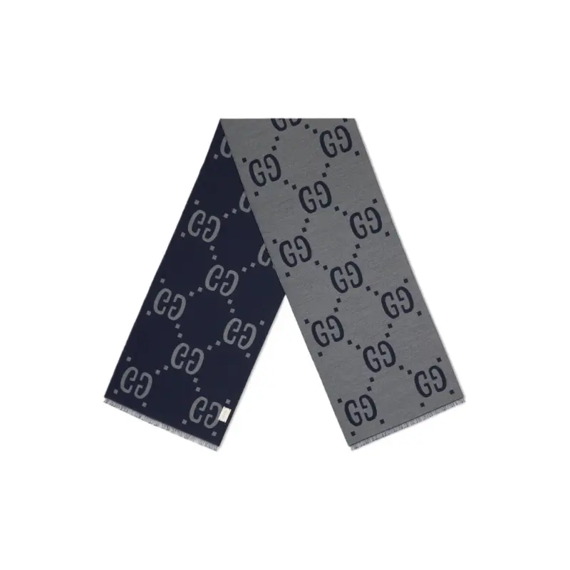 Шарф вязаный Gucci, серый / синий 
Шарф вязаный Gucci, серый / синий