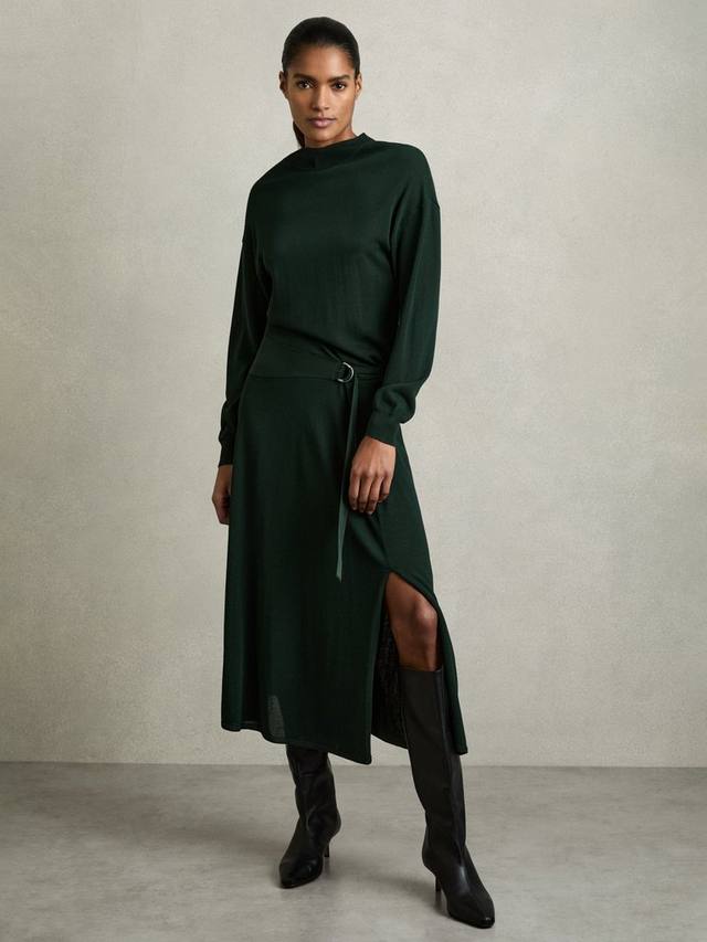Вязаное платье алины с поясом Reiss, темно-зеленый 
Вязаное платье алины с поясом Reiss, темно-зеленый
