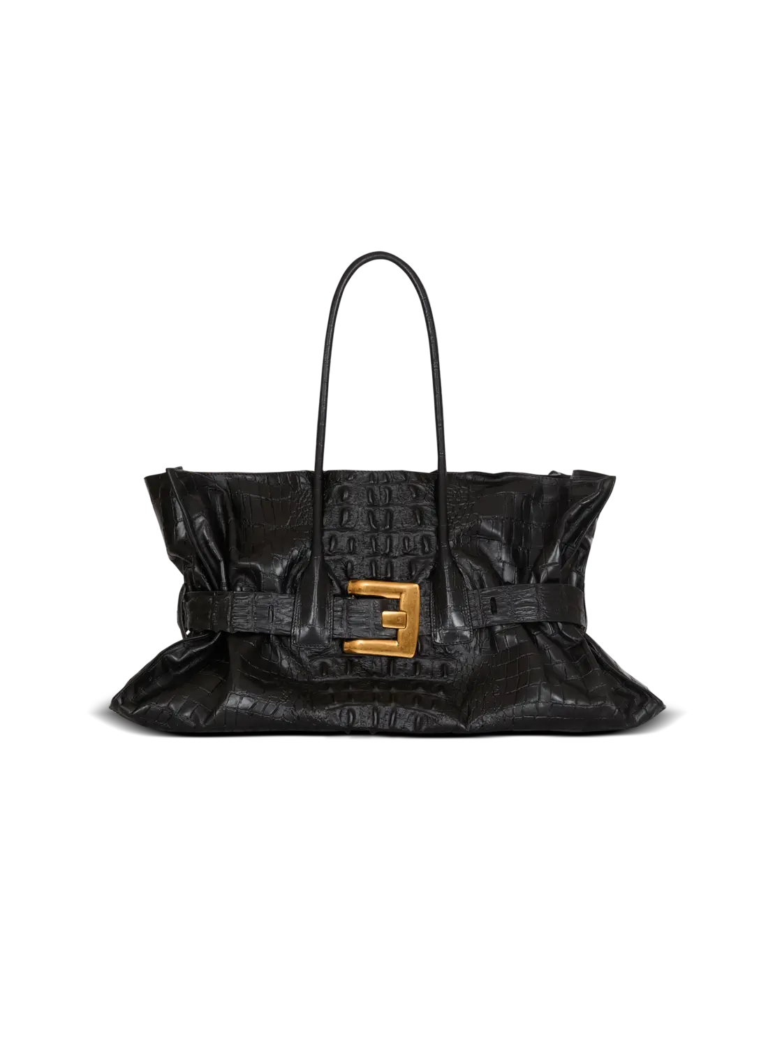 Сумка XL Anthem из тисненой кожи теленка под крокодила Balmain, черный
Сумка XL Anthem из тисненой кожи теленка под крокодила Balmain, черный