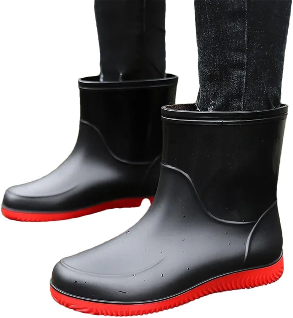 Мужские резиновые сапоги против скольжения, легкие походные дождевые ботинки, удобные водонепроницаемые резиновые рыболовные и водные туфли Generic, черный/красный
Мужские резиновые сапоги против скольжения, легкие походные дождевые ботинки, удобные водонепроницаемые резиновые рыболовные и водные туфли Generic, черный/красный