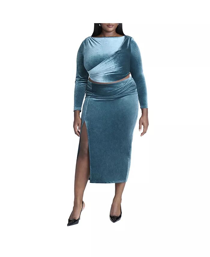 Женская бархатная макси-юбка больших размеров с разрезом ELOQUII, синий
Женская бархатная макси-юбка больших размеров с разрезом ELOQUII, синий