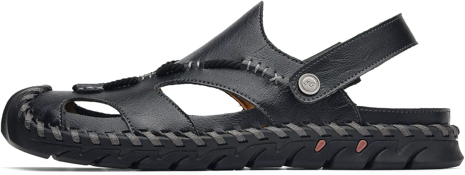 Мужские сандалии Shaire, кожаные, с закрытым носком, для пляжа и улицы, черный
Мужские сандалии Shaire, кожаные, с закрытым носком, для пляжа и улицы, черный