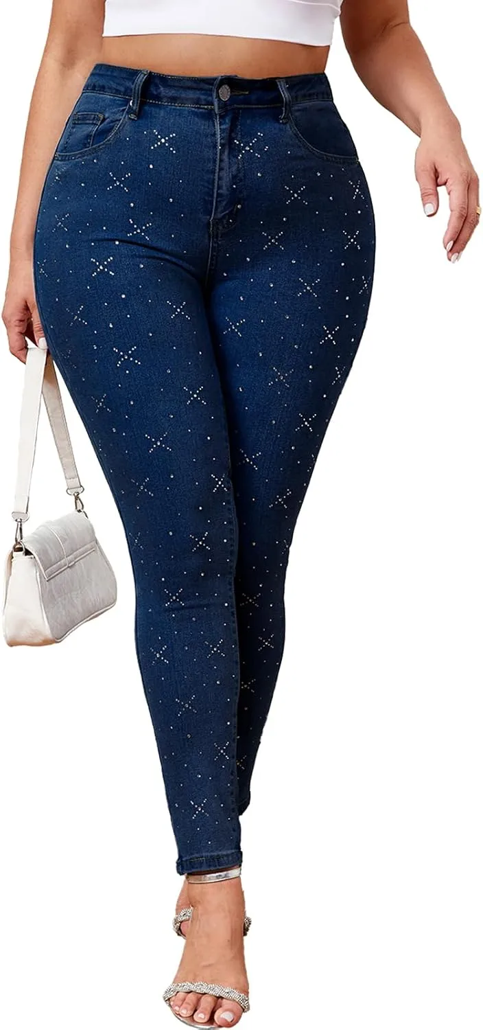 Джинсы Plus Size Stretchy Skinny High Waisted с пайетками и стразами LifeShe
Джинсы Plus Size Stretchy Skinny High Waisted с пайетками и стразами LifeShe