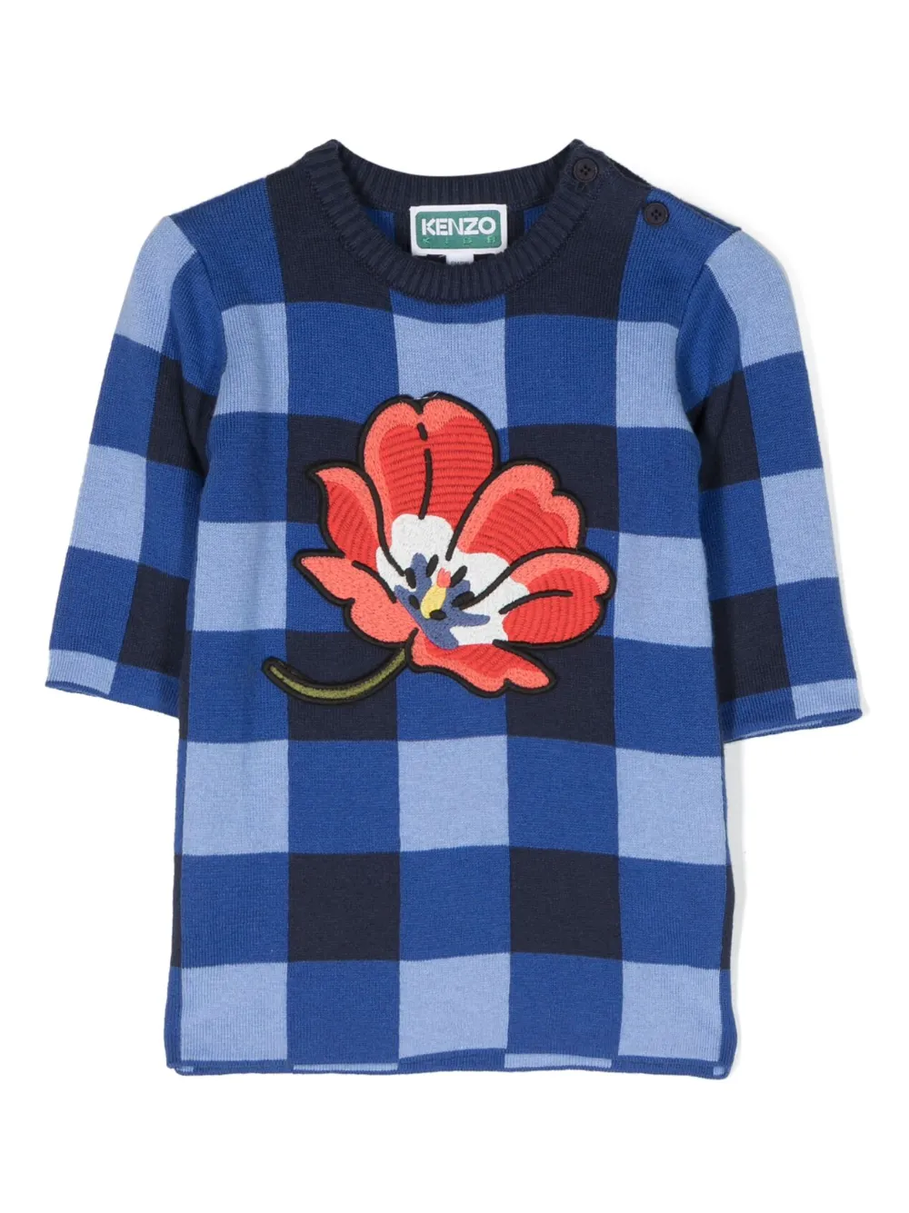 Платье в клетку Kenzo Kids, синий 
Платье в клетку Kenzo Kids, синий