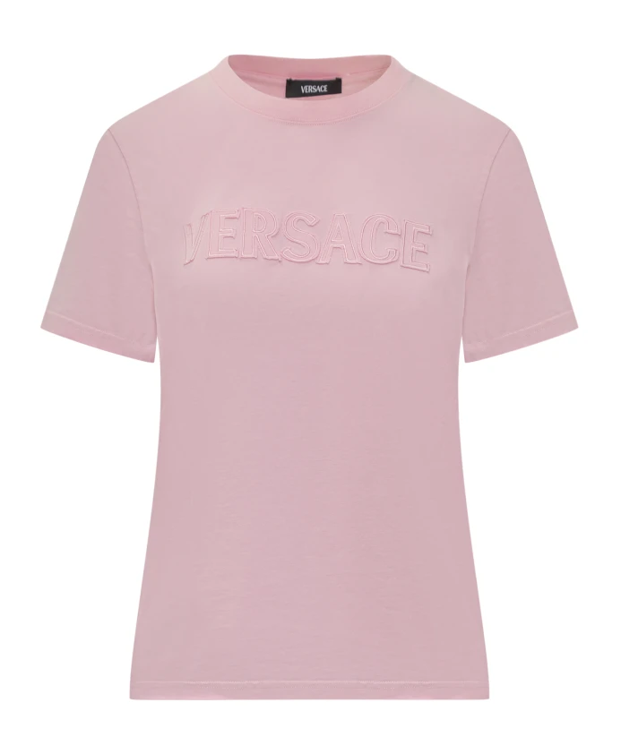 Розовая футболка с вышитым логотипом и круглым вырезом Versace, розовый
Розовая футболка с вышитым логотипом и круглым вырезом Versace, розовый