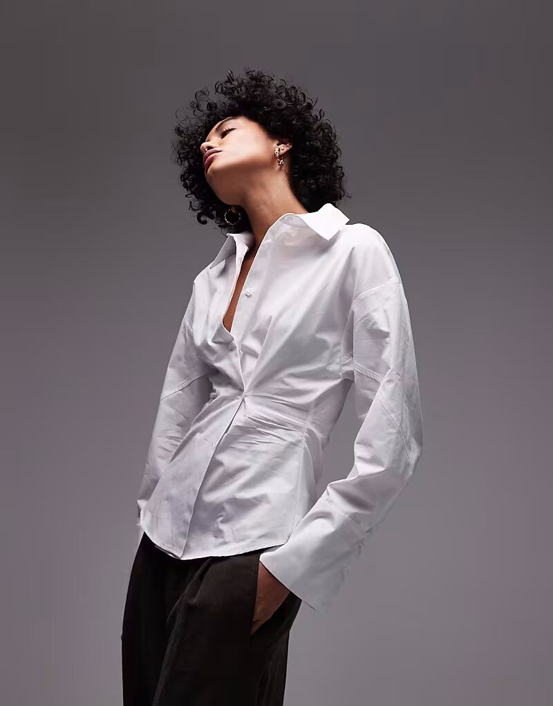 Рубашка Topshop с асимметричным вырезом и застежкой-молнией белого цвета
Рубашка Topshop с асимметричным вырезом и застежкой-молнией белого цвета