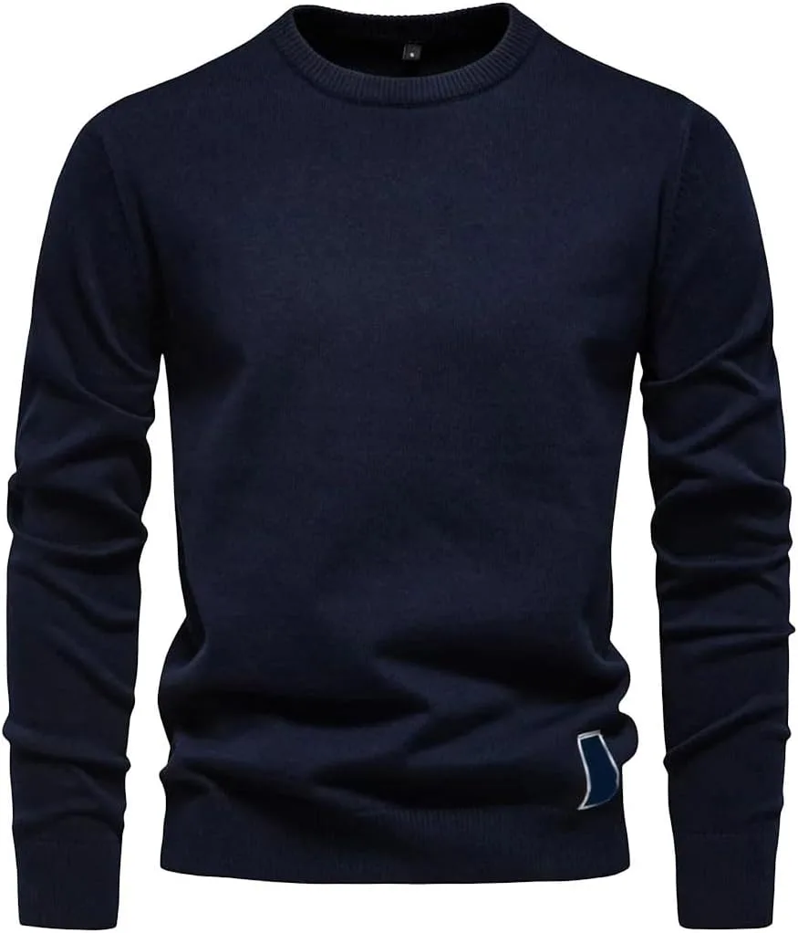 Мужской однотонный свитер с круглым вырезом
Мужской однотонный свитер с круглым вырезом
