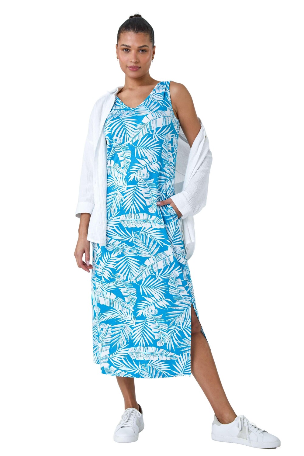 Платье миди стрейч с принтом листьев Roman, синий
Платье миди стрейч с принтом листьев Roman, синий