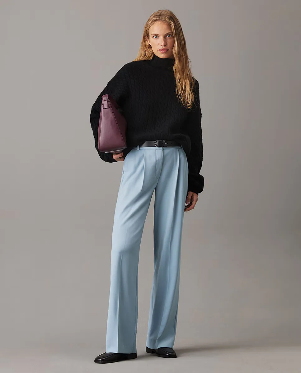 Женские брюки из эластичной шерсти Calvin Klein, голубой 
Женские брюки из эластичной шерсти Calvin Klein, голубой