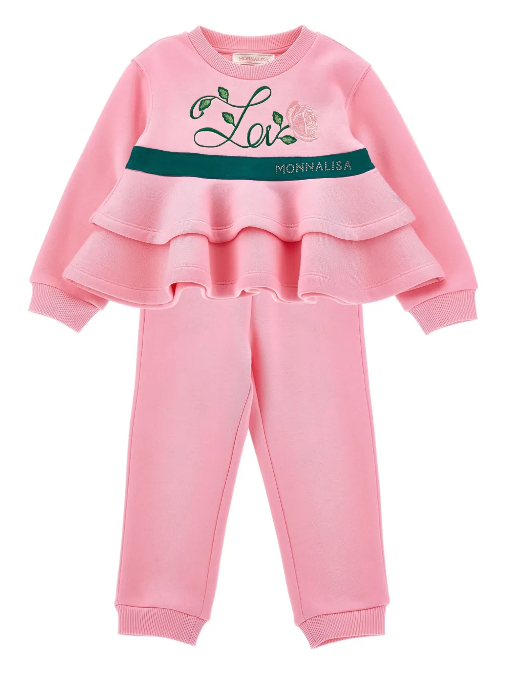 Спортивный костюм с оборками Monnalisa, розовый
Спортивный костюм с оборками Monnalisa, розовый