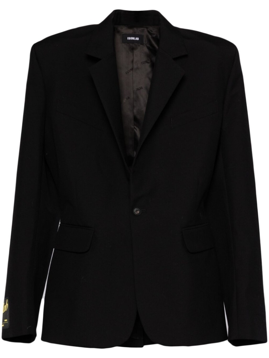 Однобортный пиджак с нашивкой-логотипом EGONlab., черный
Однобортный пиджак с нашивкой-логотипом EGONlab., черный
