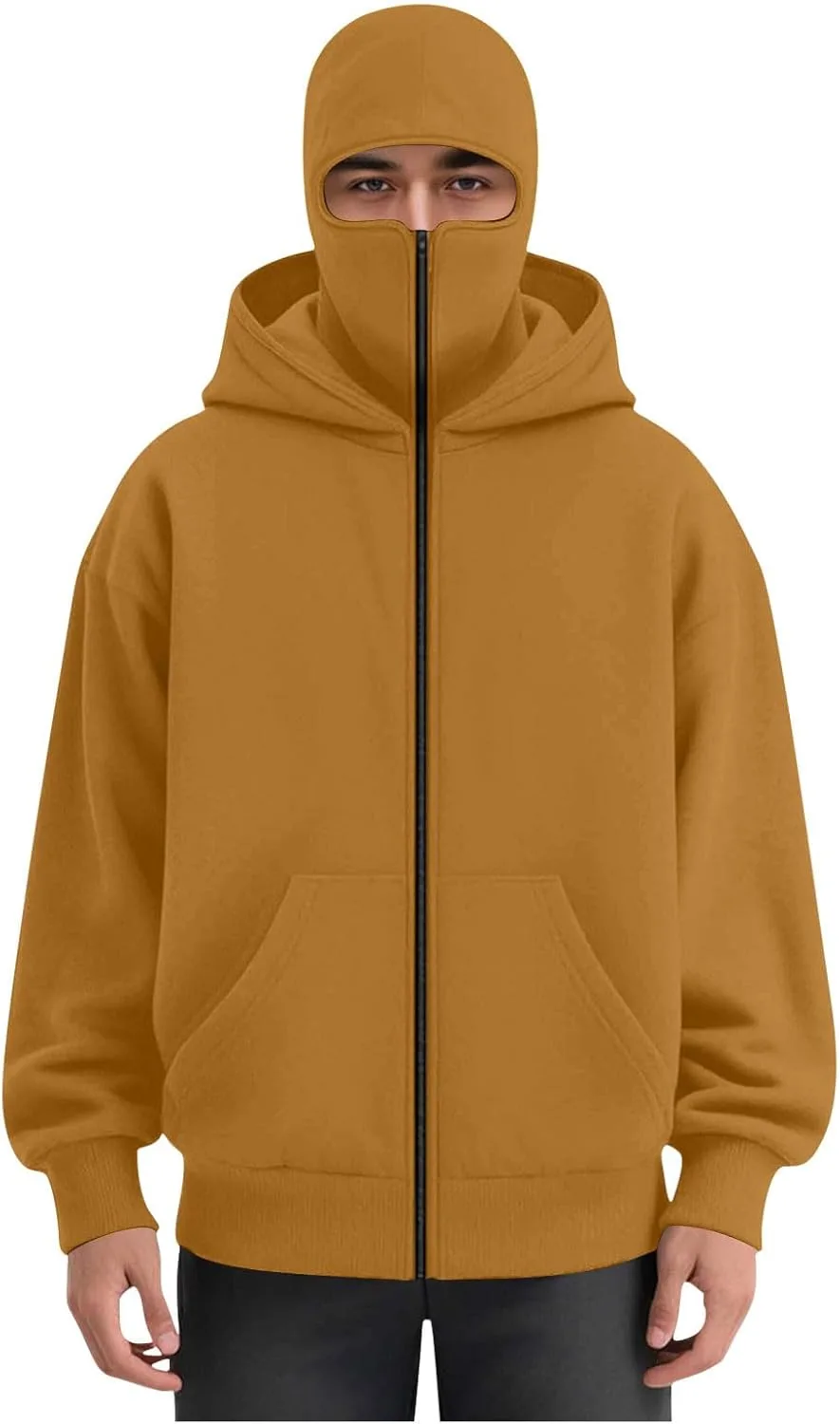 Мужской балаклава-худи с полной застежкой-молнией и карманом
Мужской балаклава-худи с полной застежкой-молнией и карманом