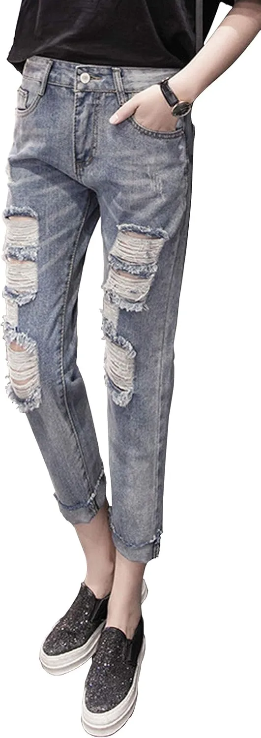 GGUHHU Женские джинсы скинни с потертостями и разрывами
GGUHHU Женские джинсы скинни с потертостями и разрывами
