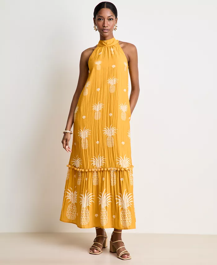 Женское платье макси с принтом «Ананас» On 34th, желтый 
Женское платье макси с принтом «Ананас» On 34th, желтый