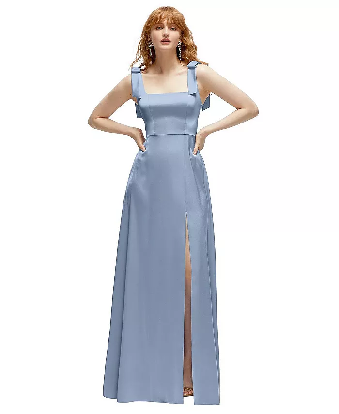 Платье макси из струящегося атласа с квадратным вырезом и бретелями-бантами (размеры plus size) After Six, синий
Платье макси из струящегося атласа с квадратным вырезом и бретелями-бантами (размеры plus size) After Six, синий