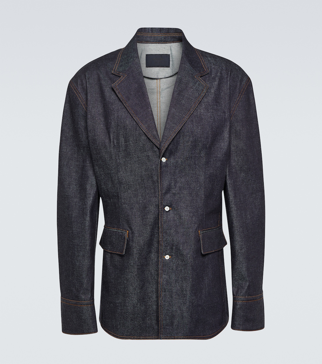 Однобортная джинсовая куртка Prada, синий
Однобортная джинсовая куртка Prada, синий