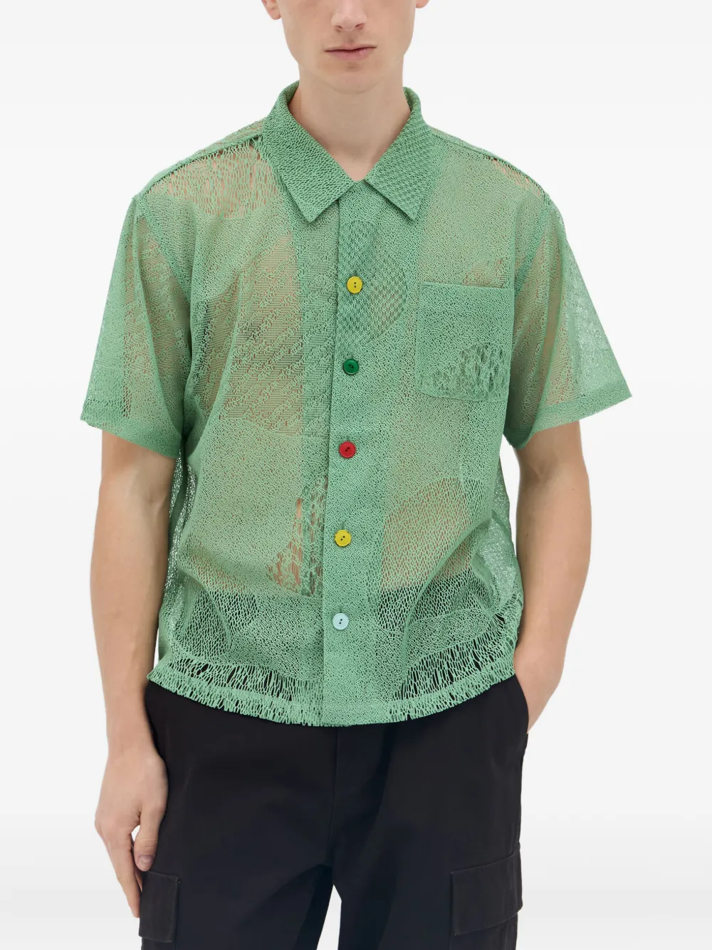 Кружевная рубашка с короткими рукавами Brain Dead, зеленый
Кружевная рубашка с короткими рукавами Brain Dead, зеленый