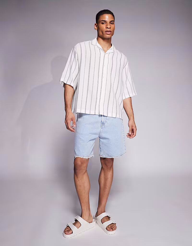 Рубашка свободного кроя Revere в зелено-белую полоску Asos Design
Рубашка свободного кроя Revere в зелено-белую полоску Asos Design