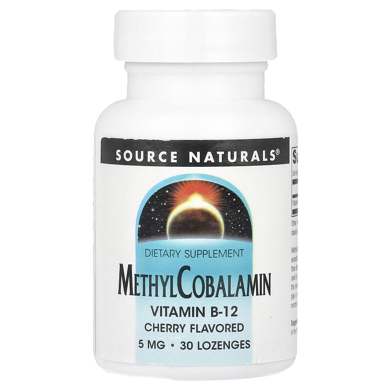 Source Naturals, Метилкобаламин, вишня, 5 мг, 30 пастилок 
Source Naturals, Метилкобаламин, вишня, 5 мг, 30 пастилок
