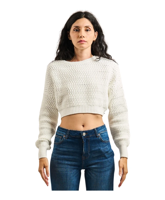 Белый вязаный свитер с круглым вырезом Fracomina, белый
Белый вязаный свитер с круглым вырезом Fracomina, белый