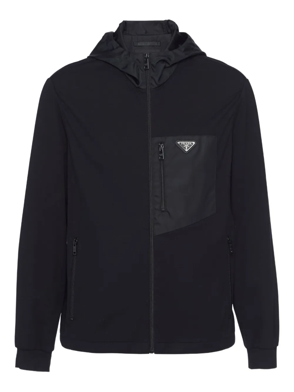 Кардиган на молнии с капюшоном Prada, черный
Кардиган на молнии с капюшоном Prada, черный