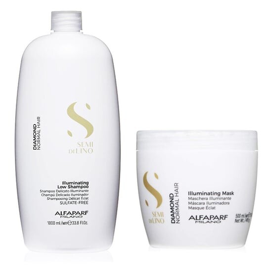Набор для осветления волос: шампунь 1000мл + маска 500мл Alfaparf Semi Di Lino Diamond Illuminating
Набор для осветления волос: шампунь 1000мл + маска 500мл Alfaparf Semi Di Lino Diamond Illuminating