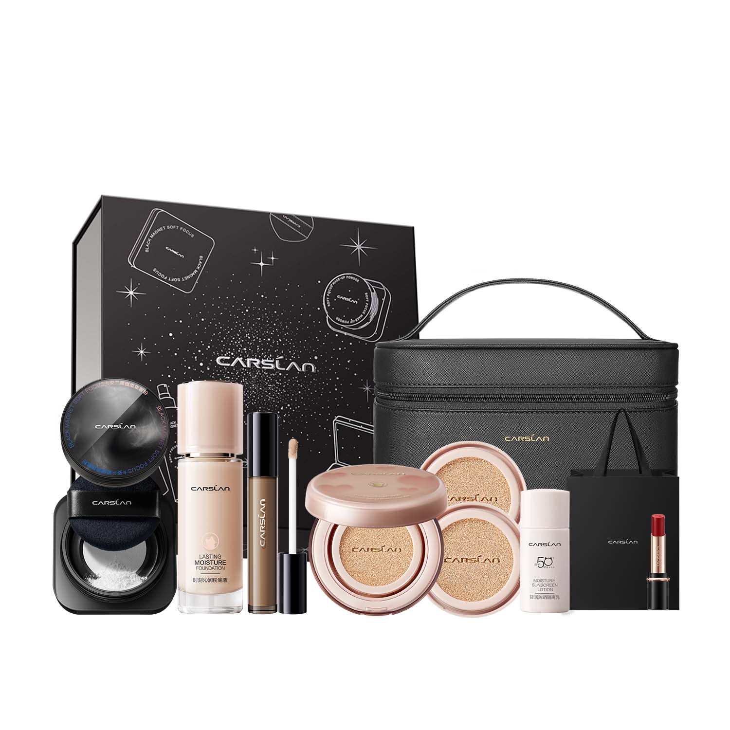 Набор макияжа для создания полного образа с эффектом матовости и естественного сияния кожи Carslan
Набор макияжа для создания полного образа с эффектом матовости и естественного сияния кожи Carslan