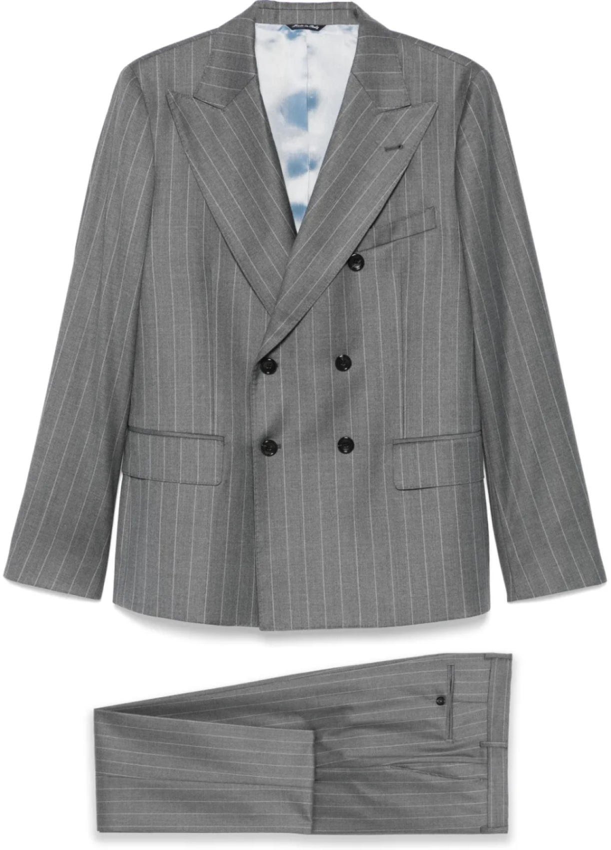Костюм в тонкую полоску Reveres 1949 года, серый
Костюм в тонкую полоску Reveres 1949 года, серый