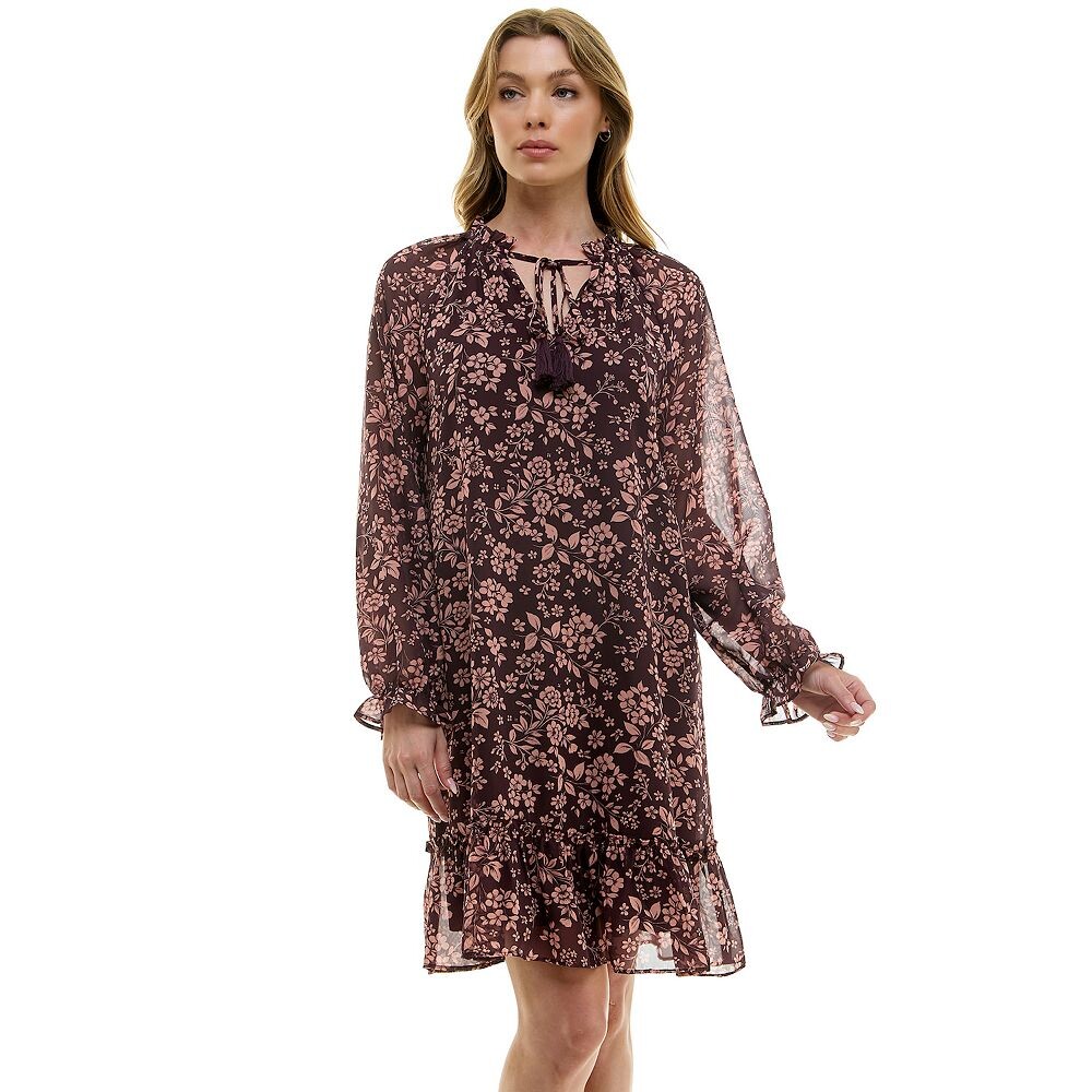 Женское платье Babydoll с завязками на воротнике Luxology, цвет Burgundy Mauve 
Женское платье Babydoll с завязками на воротнике Luxology, цвет Burgundy Mauve