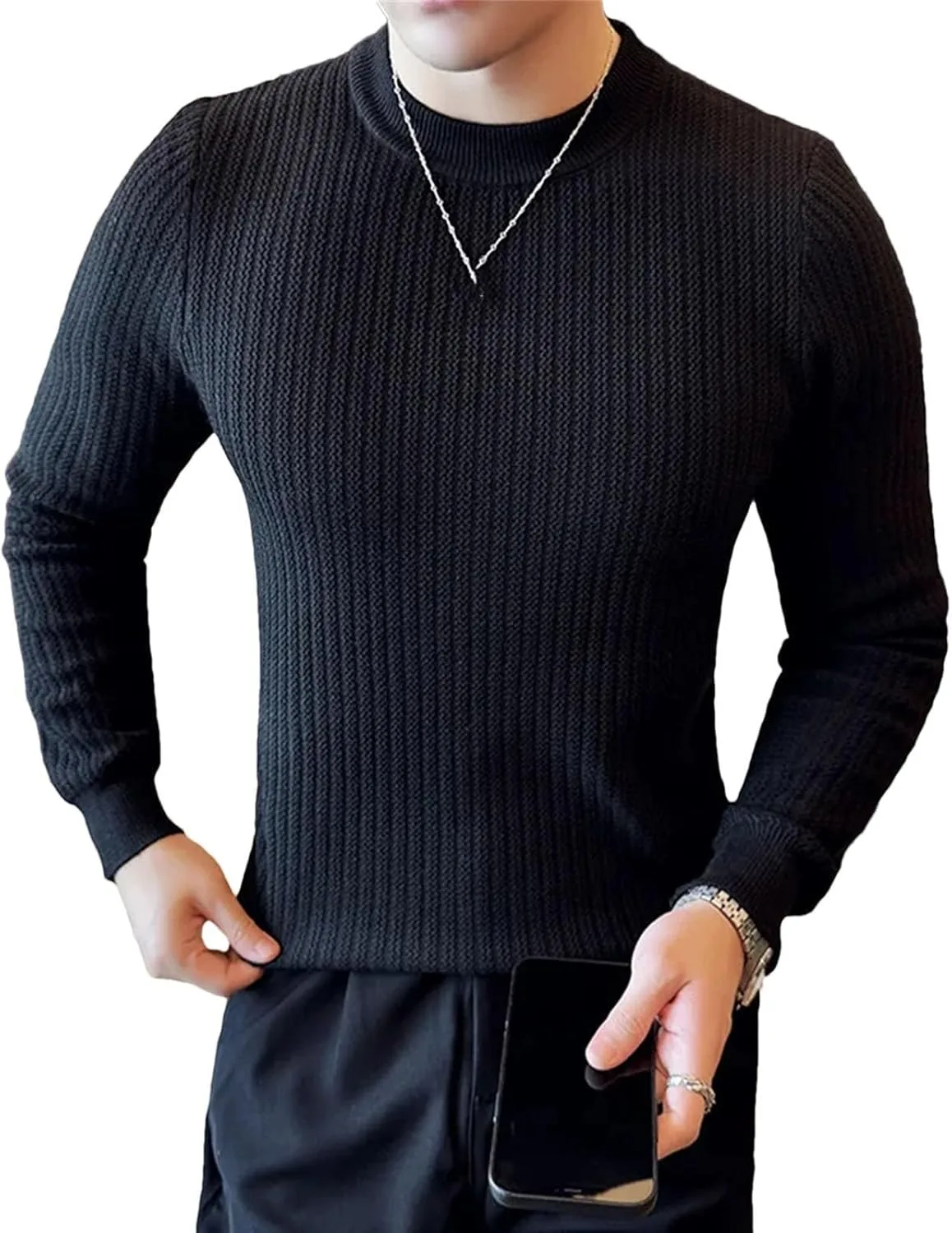 Мужской свитер в полоску с круглым вырезом и длинными рукавами, Slim Fit
Мужской свитер в полоску с круглым вырезом и длинными рукавами, Slim Fit