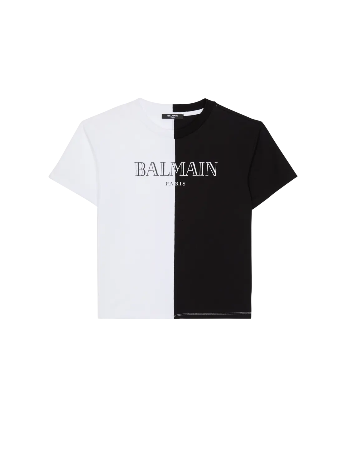 Двухцветная футболка с винтажным принтом Balmain, черный
Двухцветная футболка с винтажным принтом Balmain, черный