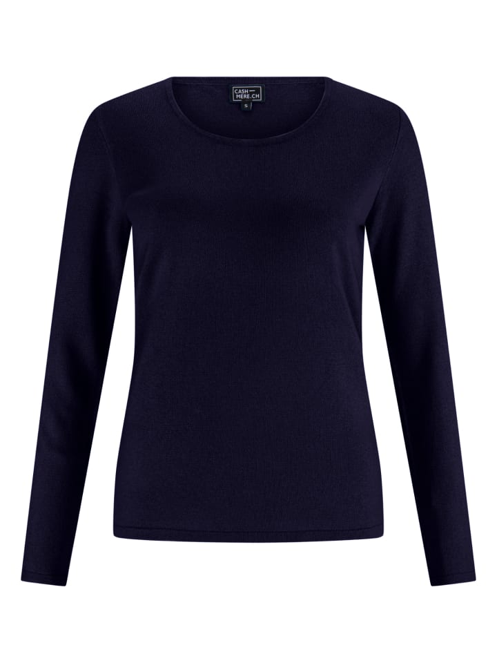 Шелковый свитер с круглым вырезом темно-синего цвета CASH-MERE.CH
Шелковый свитер с круглым вырезом темно-синего цвета CASH-MERE.CH